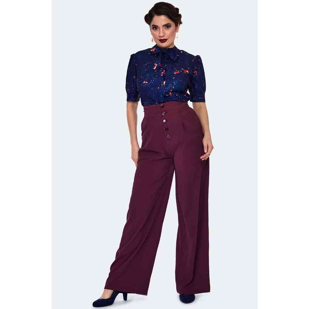 Voodoo Vixen - Fox Print Bluse - Blau